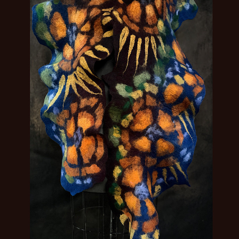 OOAK Handmade wool Felted Scarf 81” X 12”