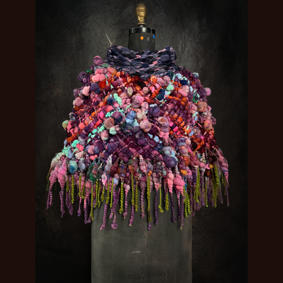 Handmade wool Woven Scarf shawlette 25” X  20” larger size