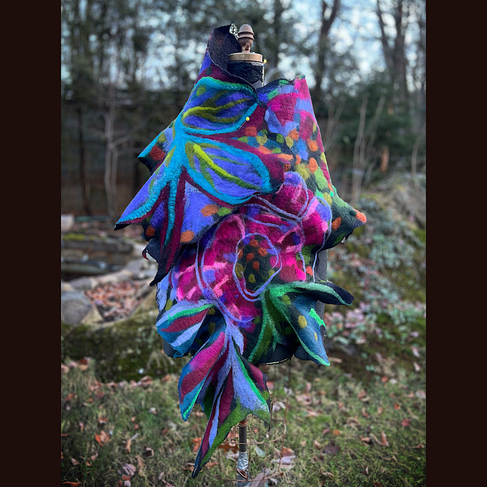 Rose Felted Shawl 84” X 29”