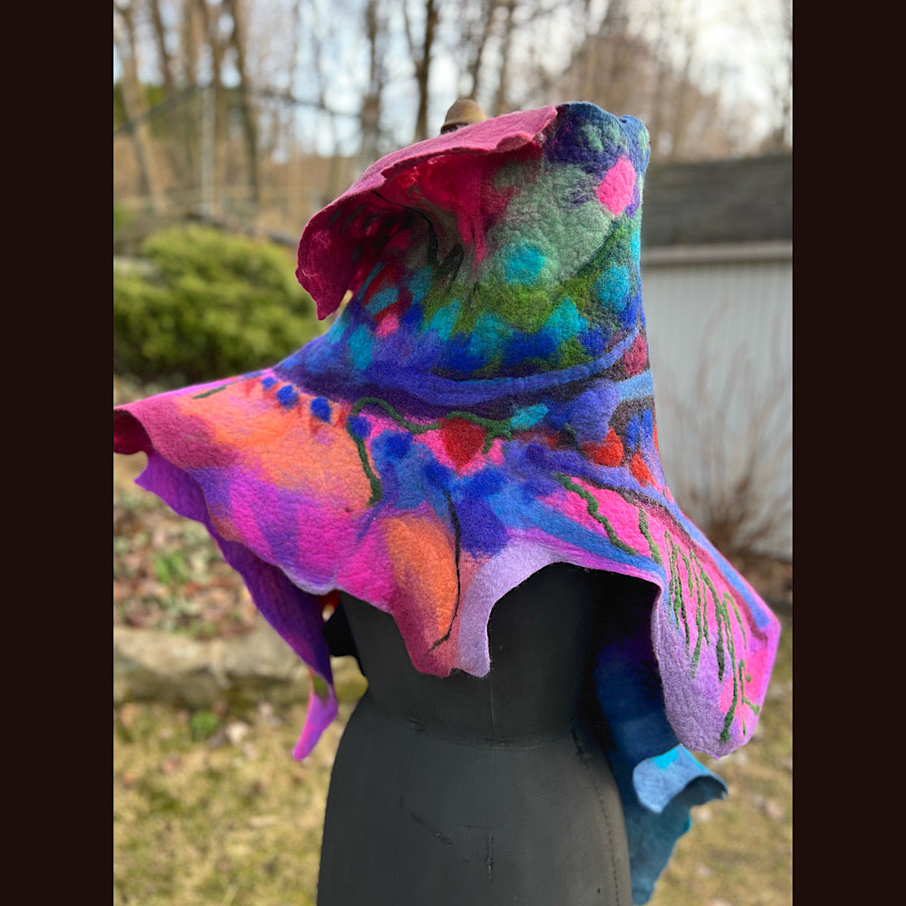 Caterpillar Felted Shawl 76” X 20”