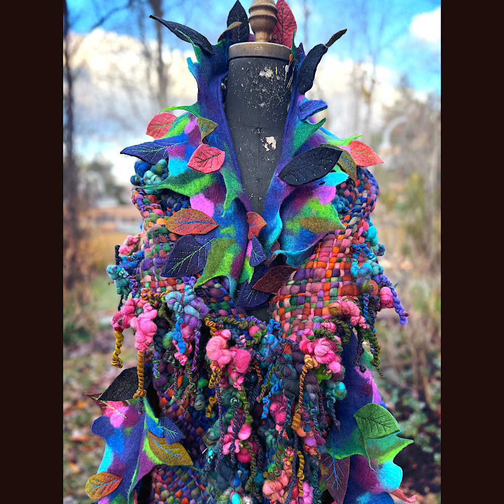 Handmade wool Felted Scarf 88”X 18”