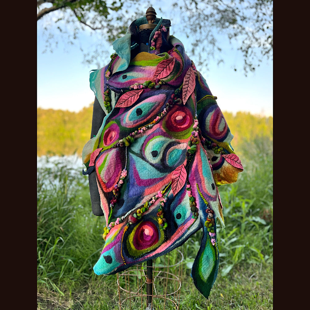 Large Felted Shawl 70” X 28