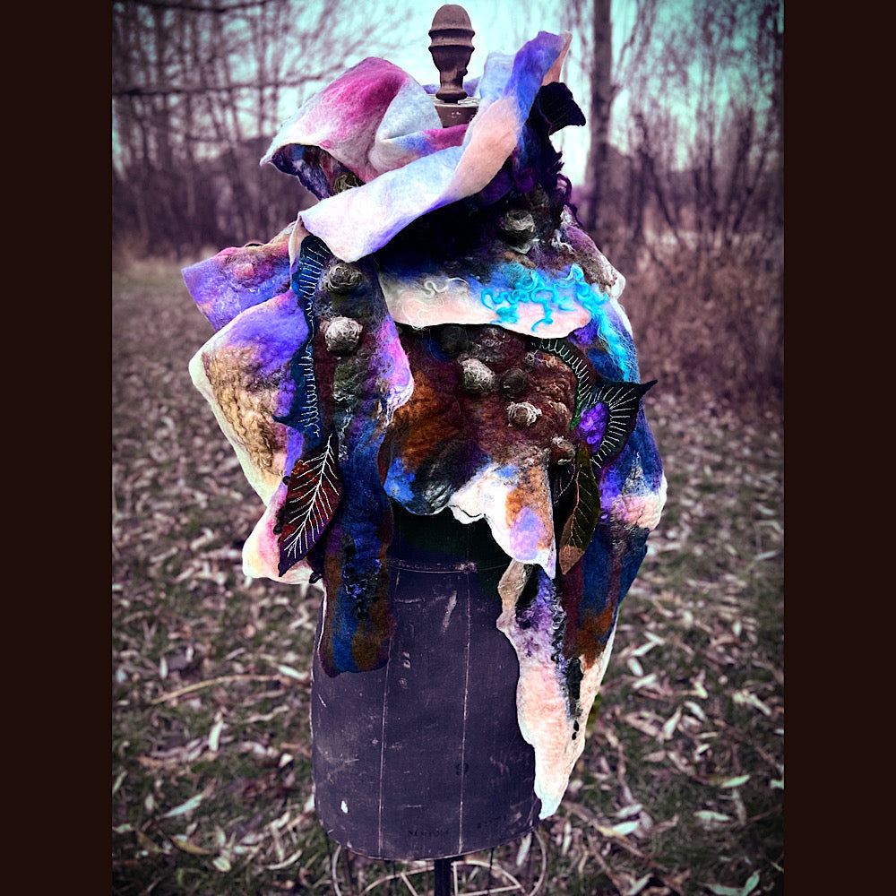 Soleil d’hiver felted scarf 75” X 18”