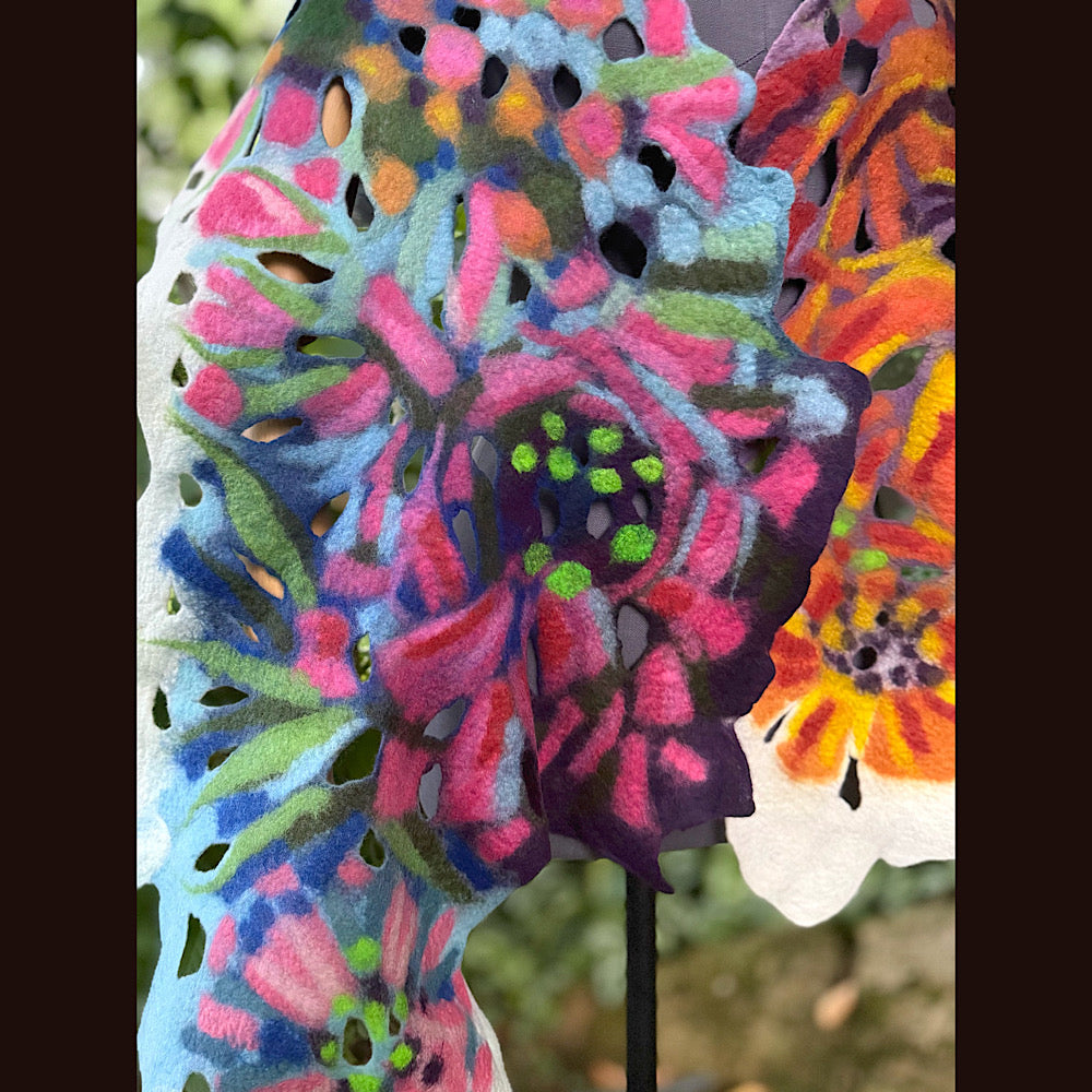 OOAK Handmade wool Felted Scarf 78” X 17” Original art work