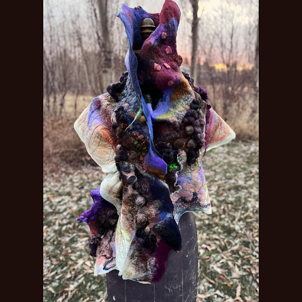 Last rays before dawn felted scarf 69” X 20”