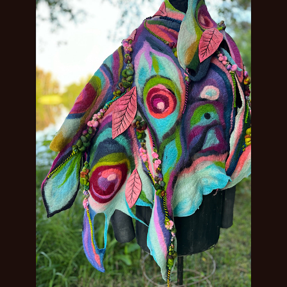 Large Felted Shawl 70” X 28