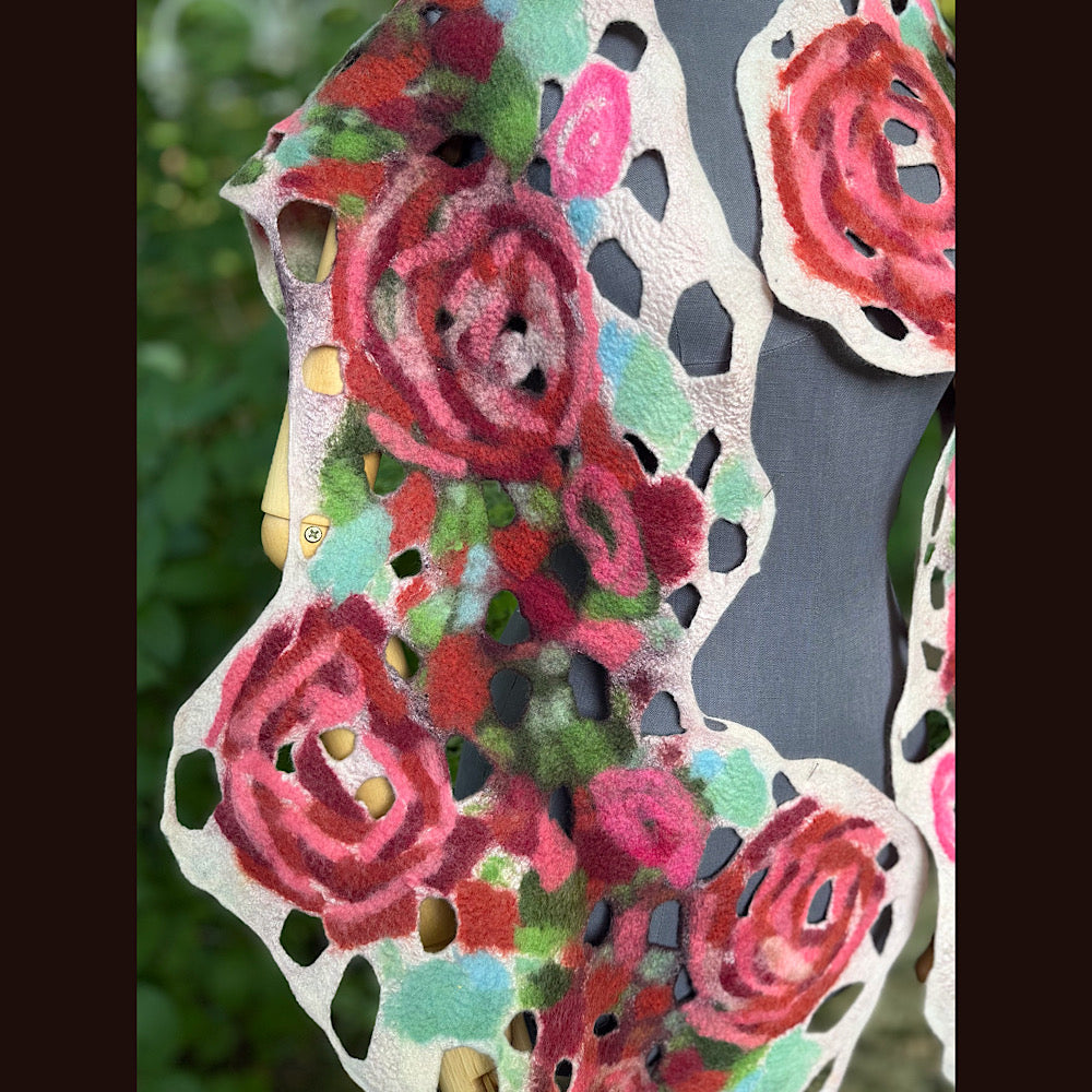 OOAK Handmade wool Felted Scarf 90” X 29” Original art work