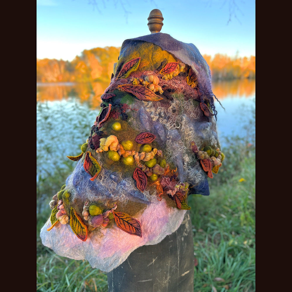 Chicoutimi river felted shawl 59” X 22”