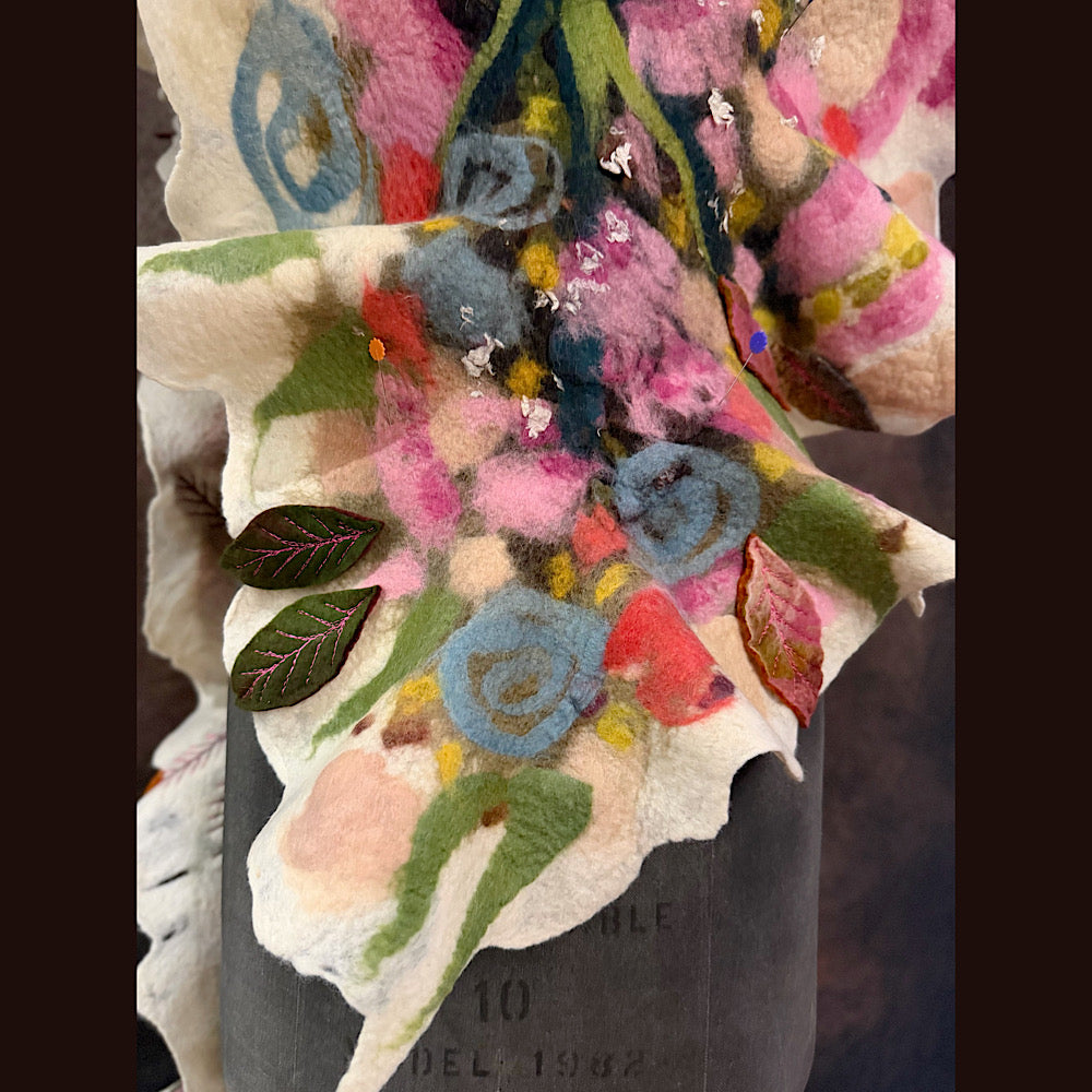 OOAK Handmade wool Felted Scarf 86” X 21”