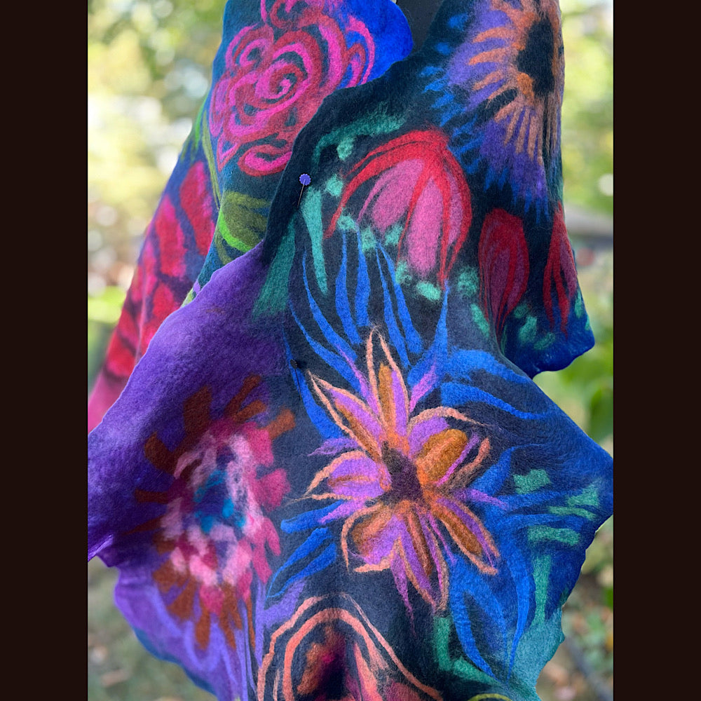 Handmade Felted Wool Scarf 80” X 26”