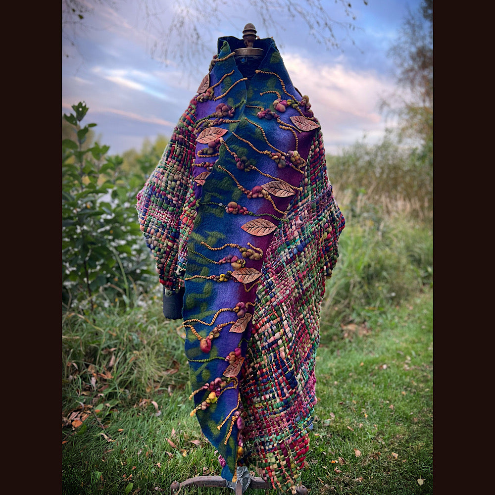 Felted and woven Shawl 84” X 23”