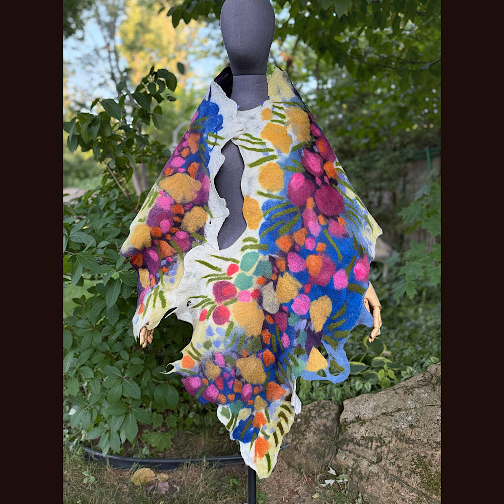 OOAK Handmade wool Felted Scarf 88” X 22” Original art work