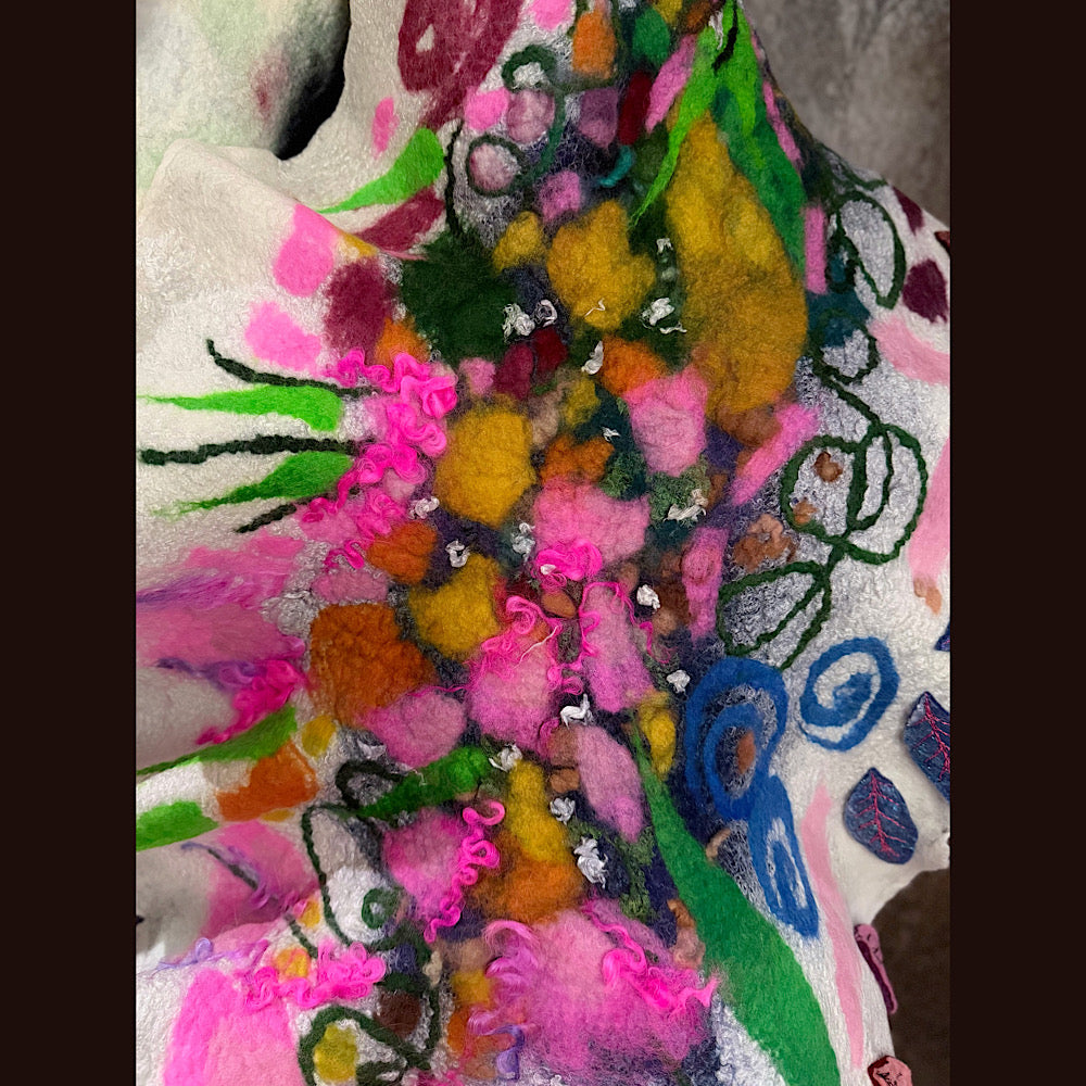 OOAK Handmade wool Felted Scarf 80” X 19”