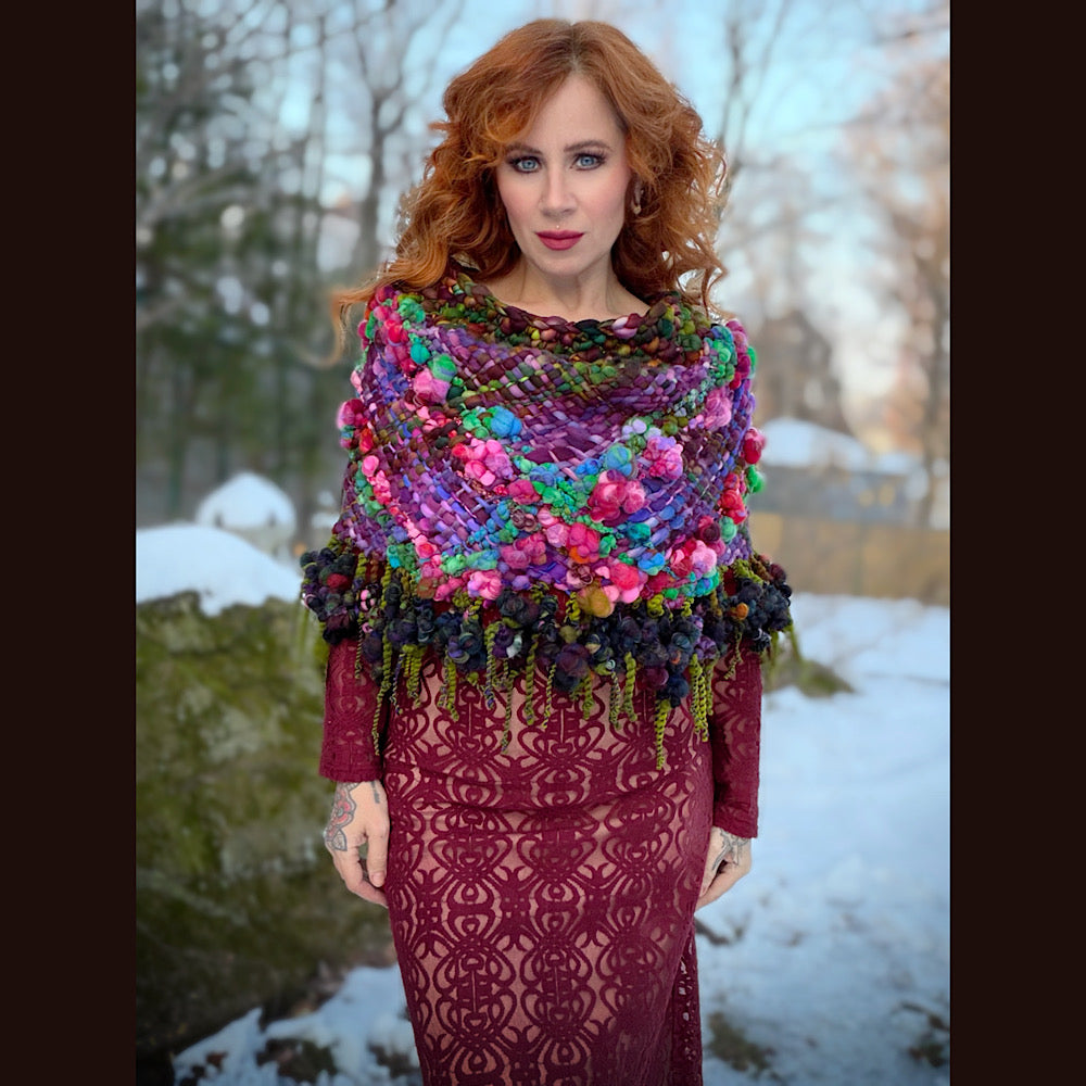 Handmade wool Woven Scarf shawlette 19” X 18”