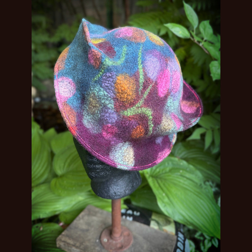 OOAK Handmade wool Felted hat 22” small