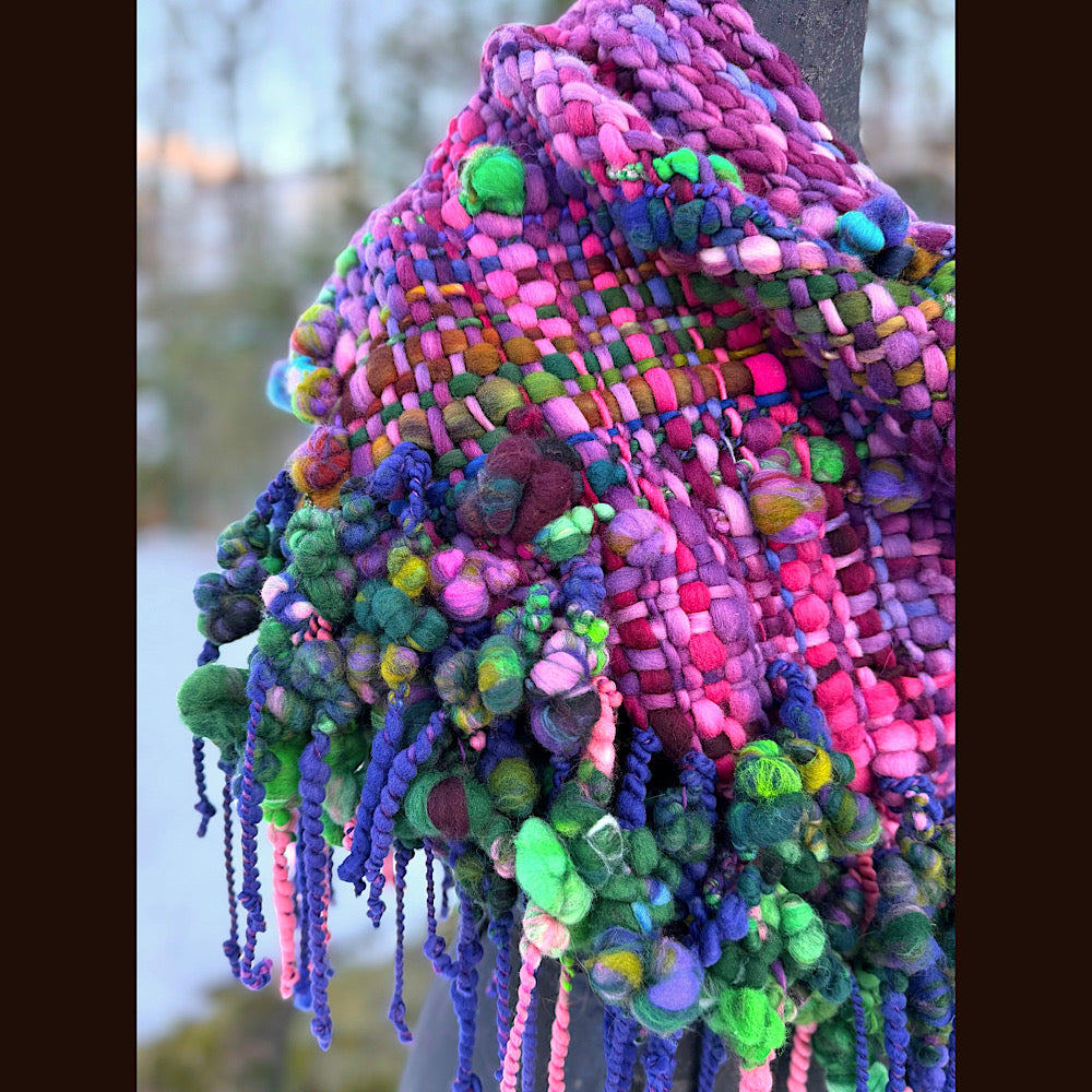 Handmade wool Woven Scarf shawlette 19” X 18”