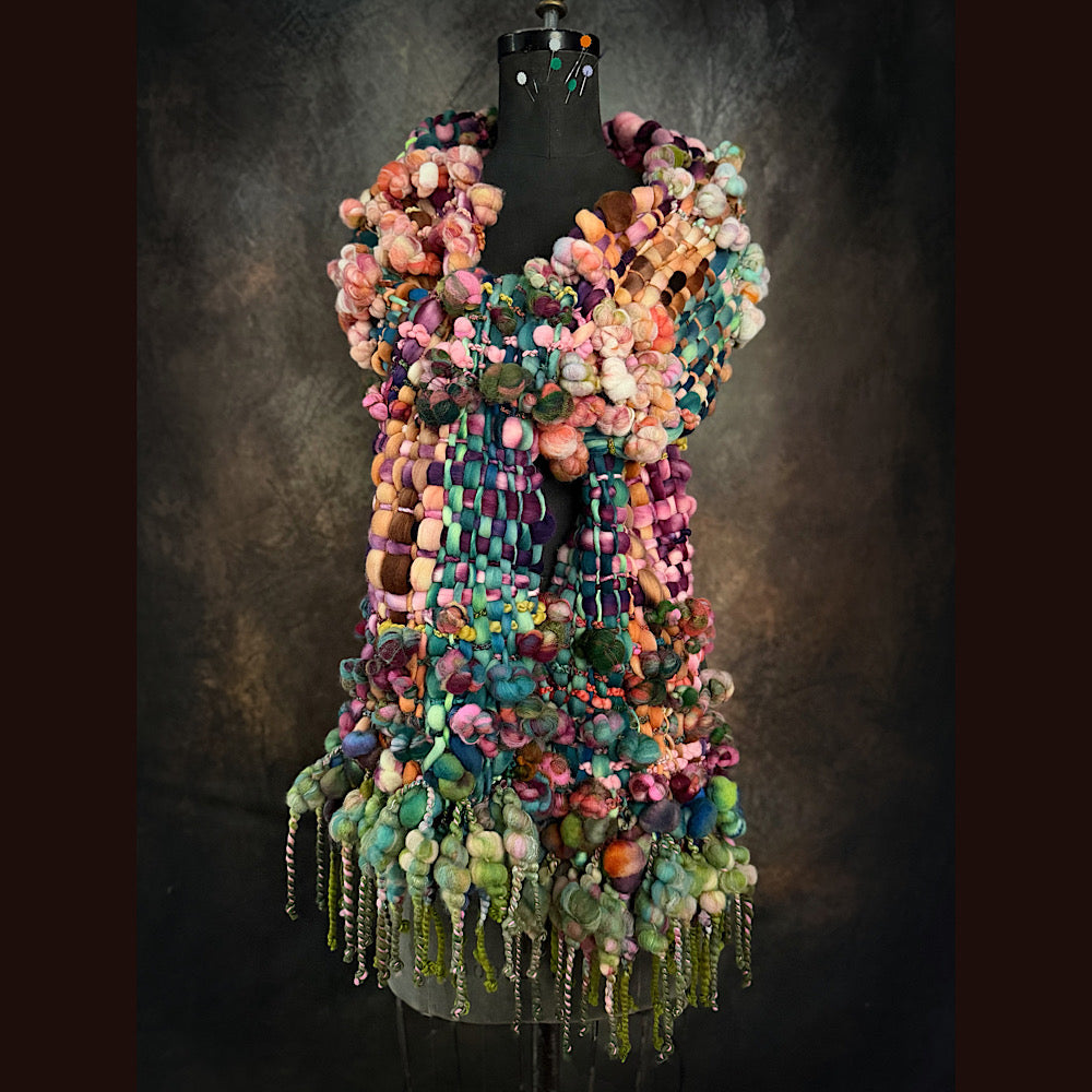 OOAK Handmade wool Woven Scarf 92” X 8”