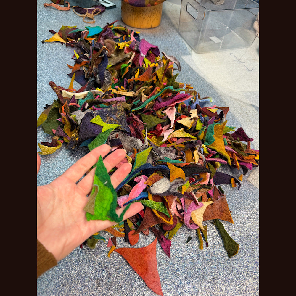 Handmade felted scraps of felt for crafting wet felting and needle felting 12 onces