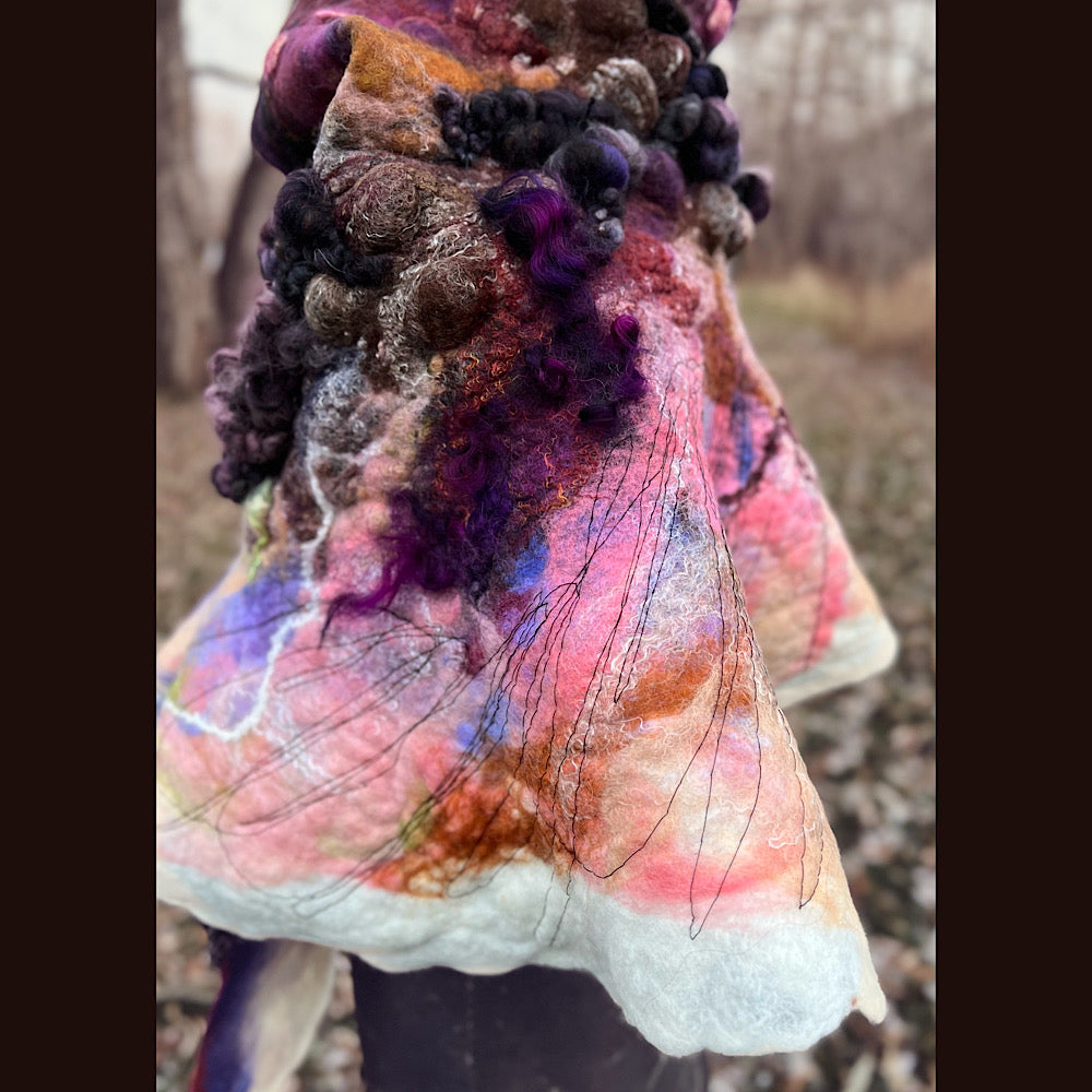 Last rays before dawn felted scarf 69” X 20”