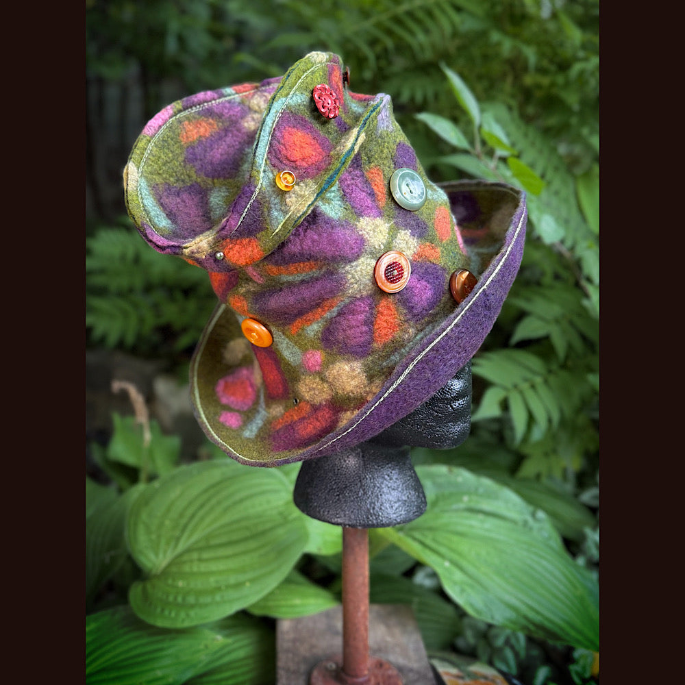 OOAK Handmade wool Felted hat 22” small