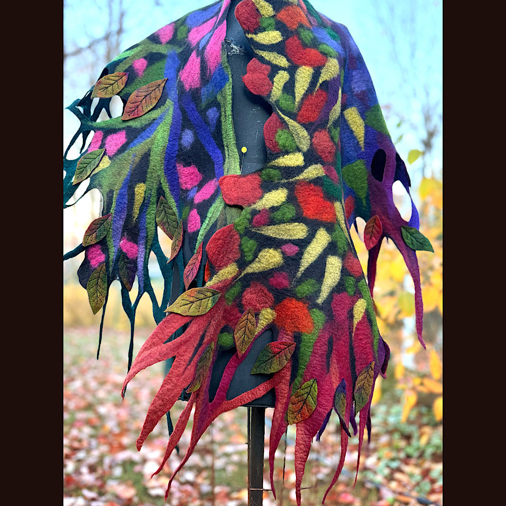 Handmade wool Felted Scarf 86 X 24”