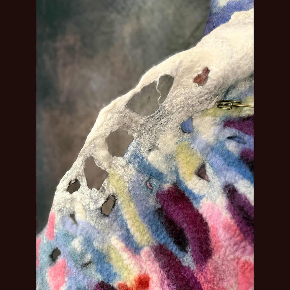 OOAK Handmade wool Felted Scarf 92” X 17”Original art work
