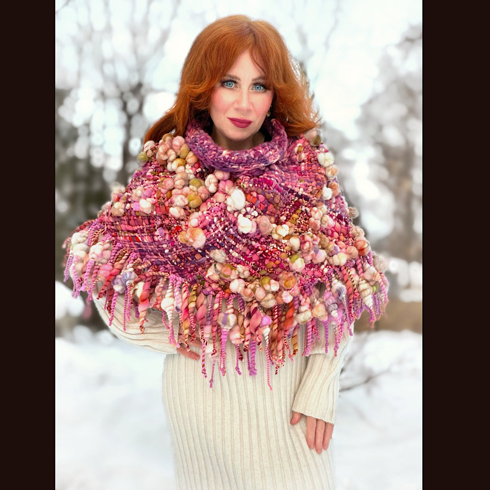 Handmade wool Woven Scarf shawlette 26”X  20” larger size