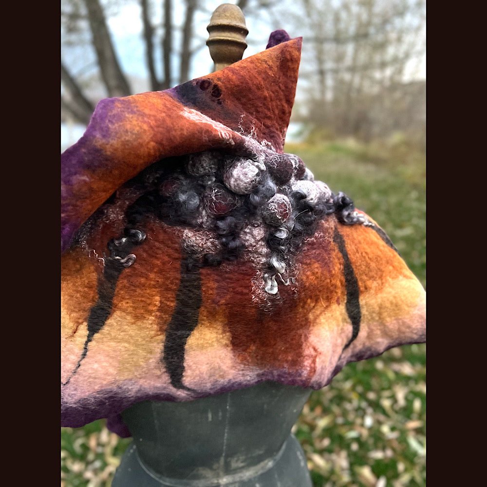 Autumn butterfly felted scarf 50” X 18”