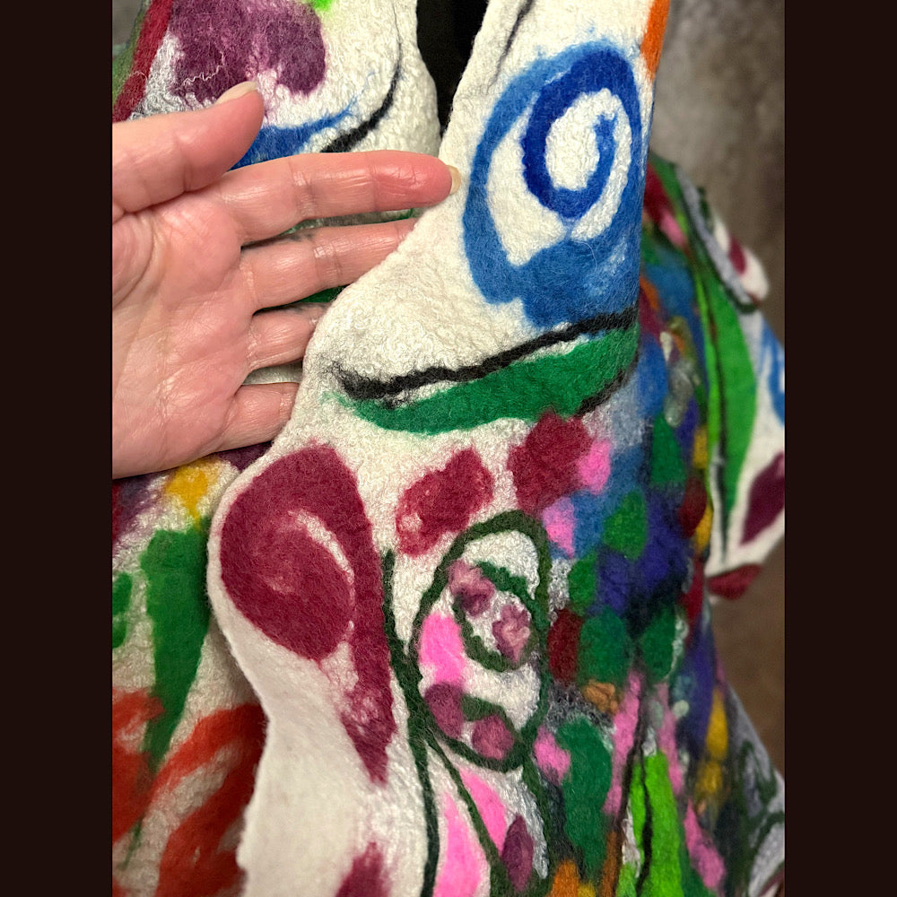 OOAK Handmade wool Felted Scarf 80” X 19”