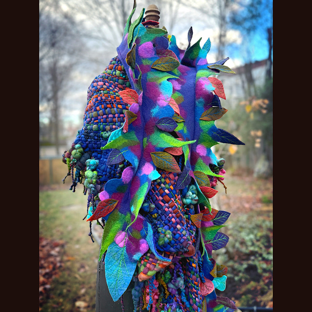 Handmade wool Felted Scarf 88”X 18”