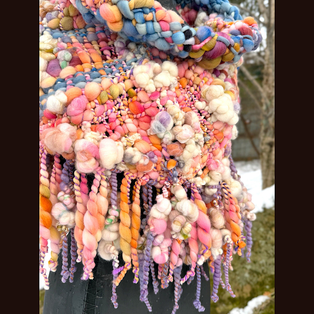 Handmade wool Woven Scarf shawlette 20” X 19”