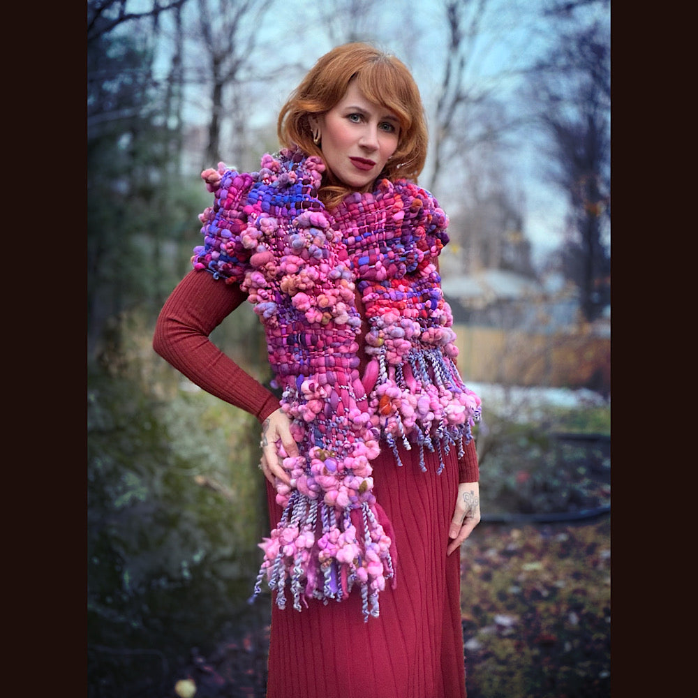 Handmade wool Woven Scarf 98” X 9”