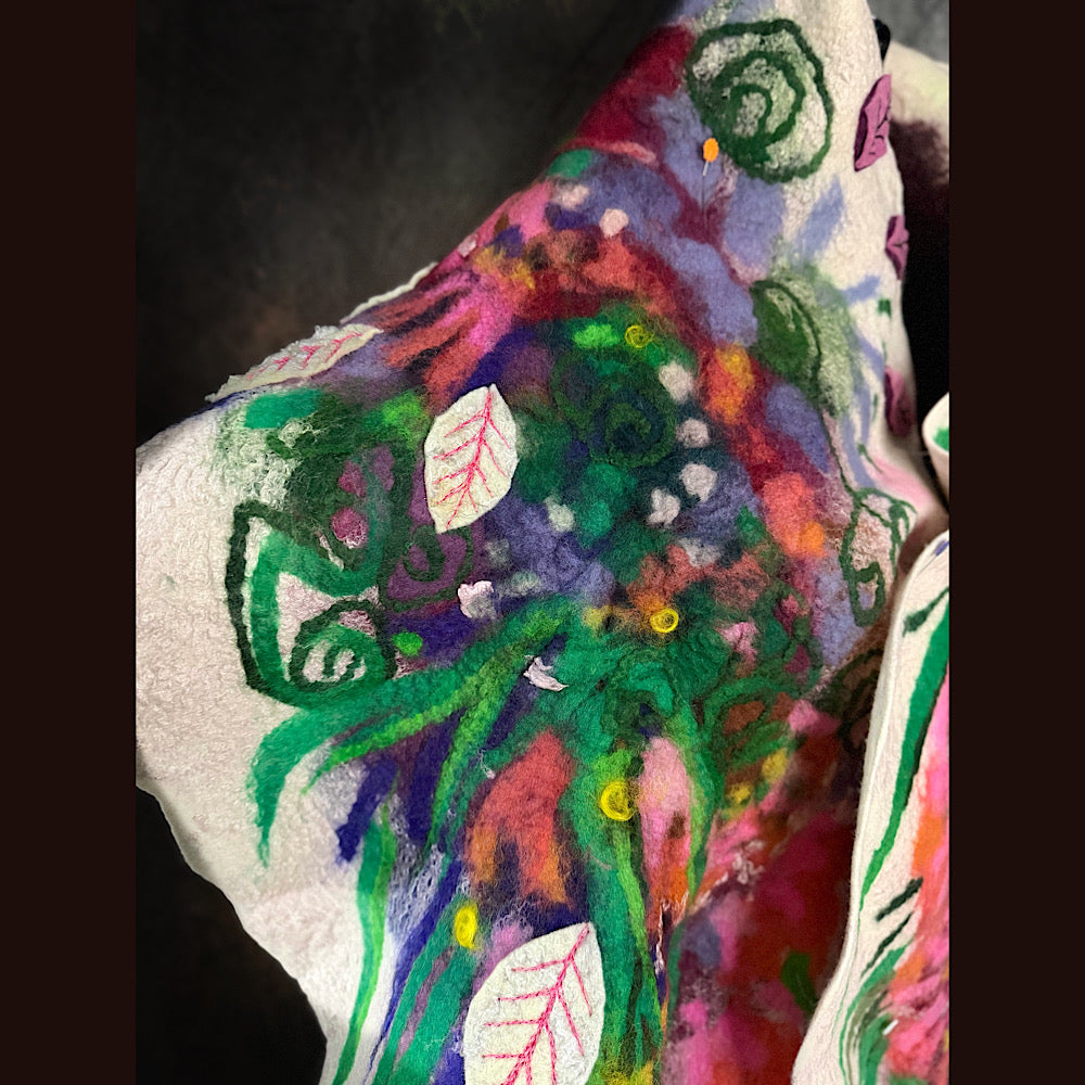 OOAK Handmade wool Felted Scarf 80” X 18”