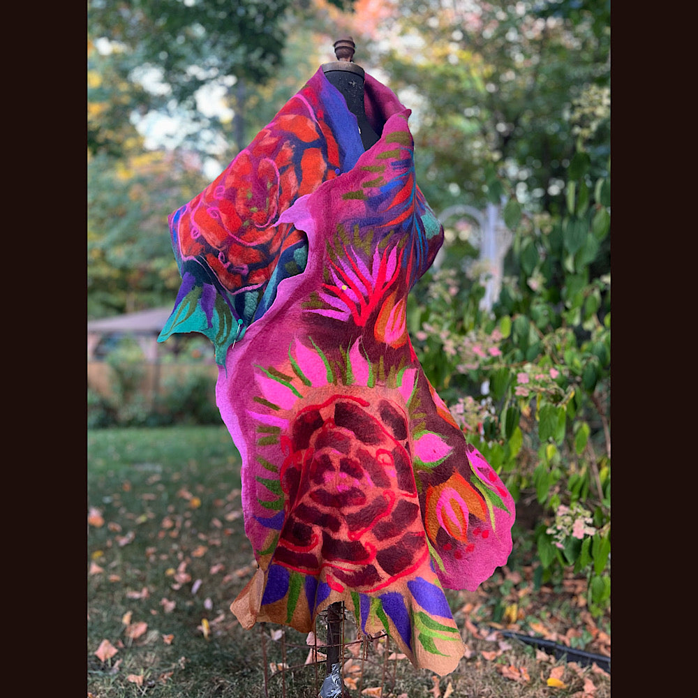 Handmade Felted Wool Scarf 74” X 29”