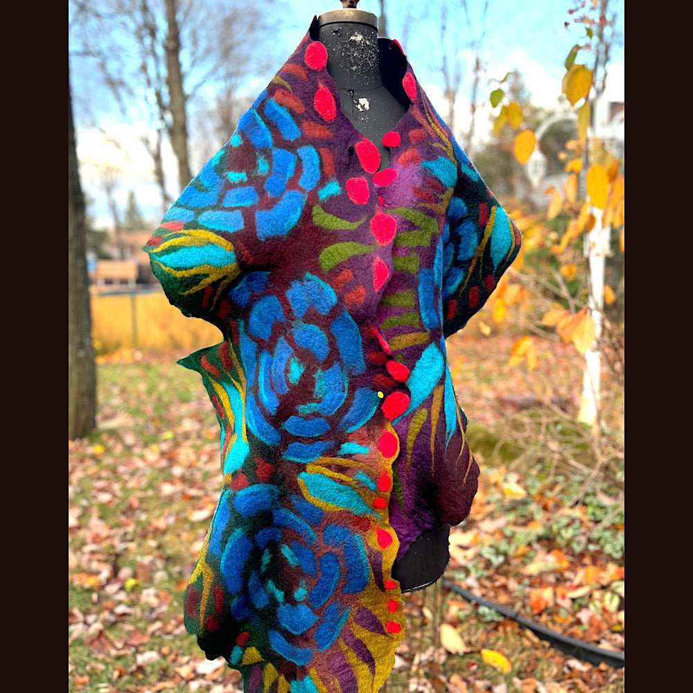 Handmade wool Felted Scarf 92” X 16”