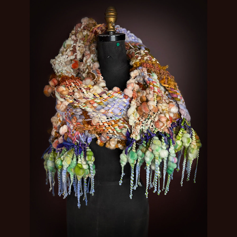 Handmade wool Woven Scarf 84” X 12”