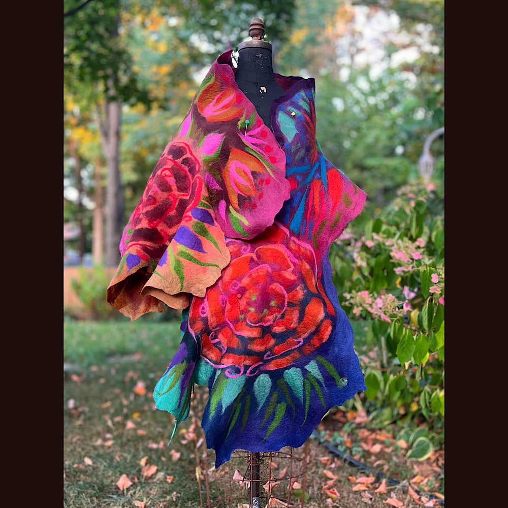 Handmade Felted Wool Scarf 74” X 29”