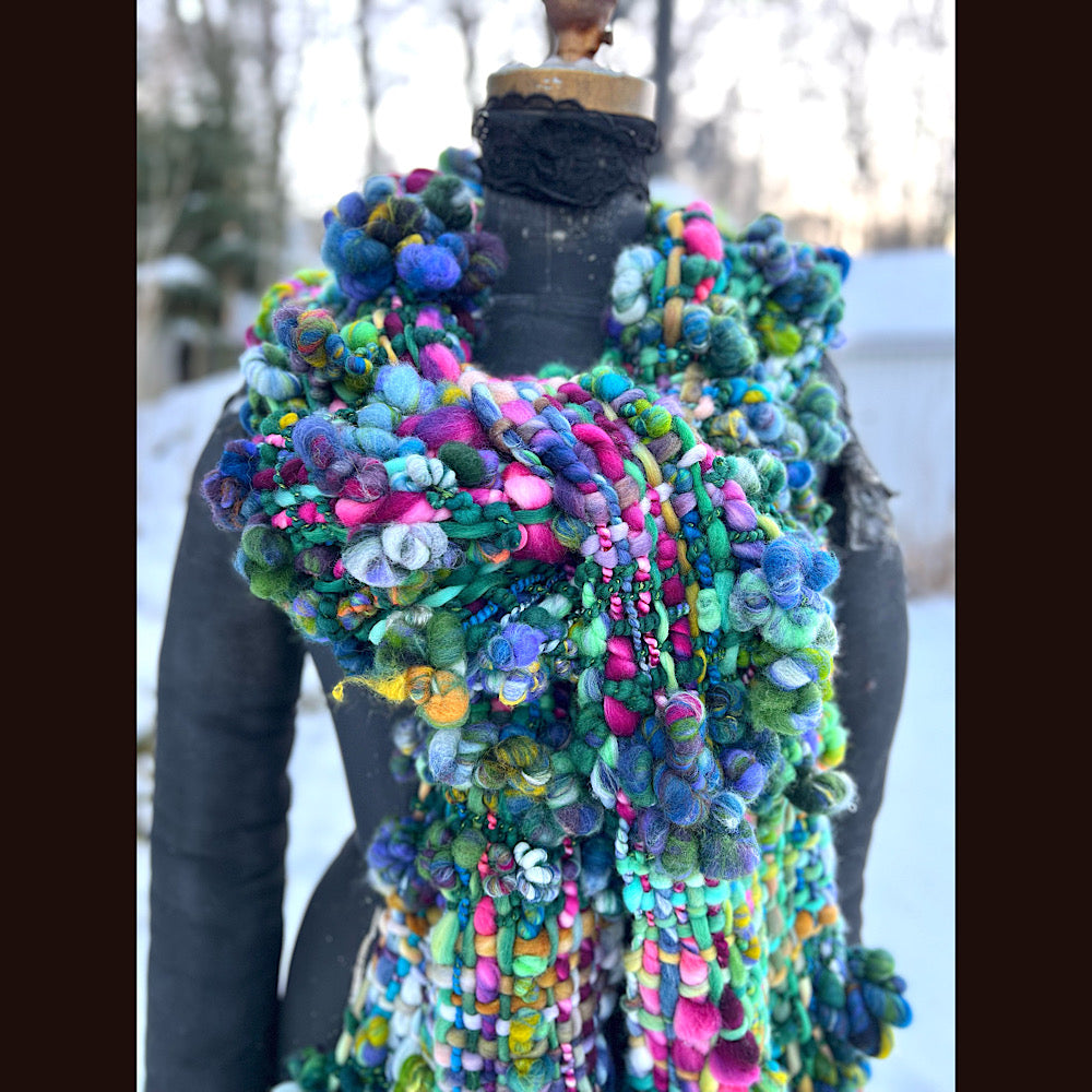 Woven art yarn Scarf 92” X 8.5”