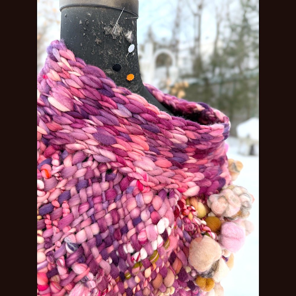 Handmade wool Woven Scarf shawlette 26”X  20” larger size