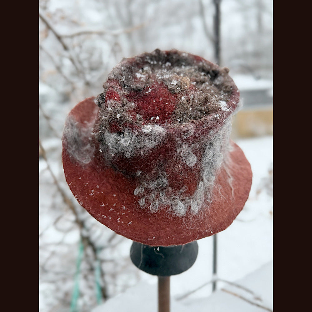 Handmade wool Felted hat 22.5” small