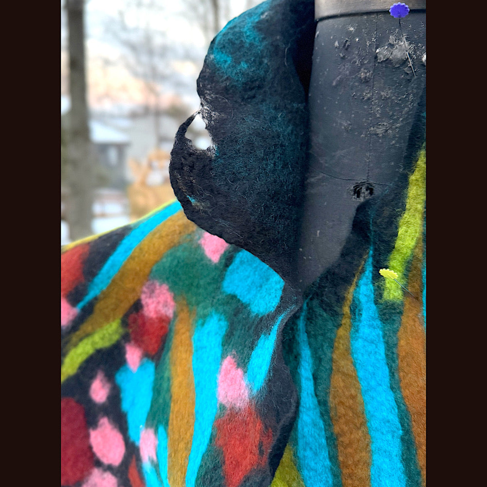 Handmade wool Felted Scarf 78” X 12”