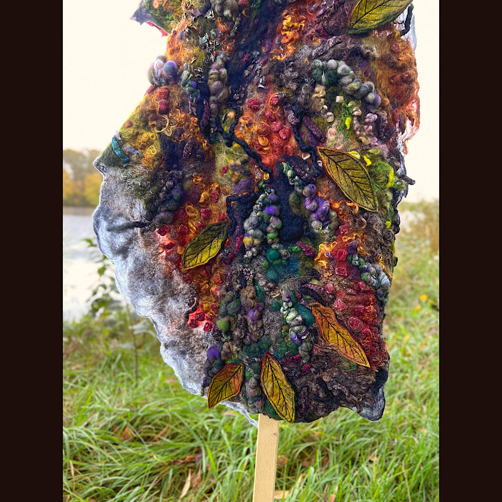 Appalachian trail felted shawl 56” X 22”