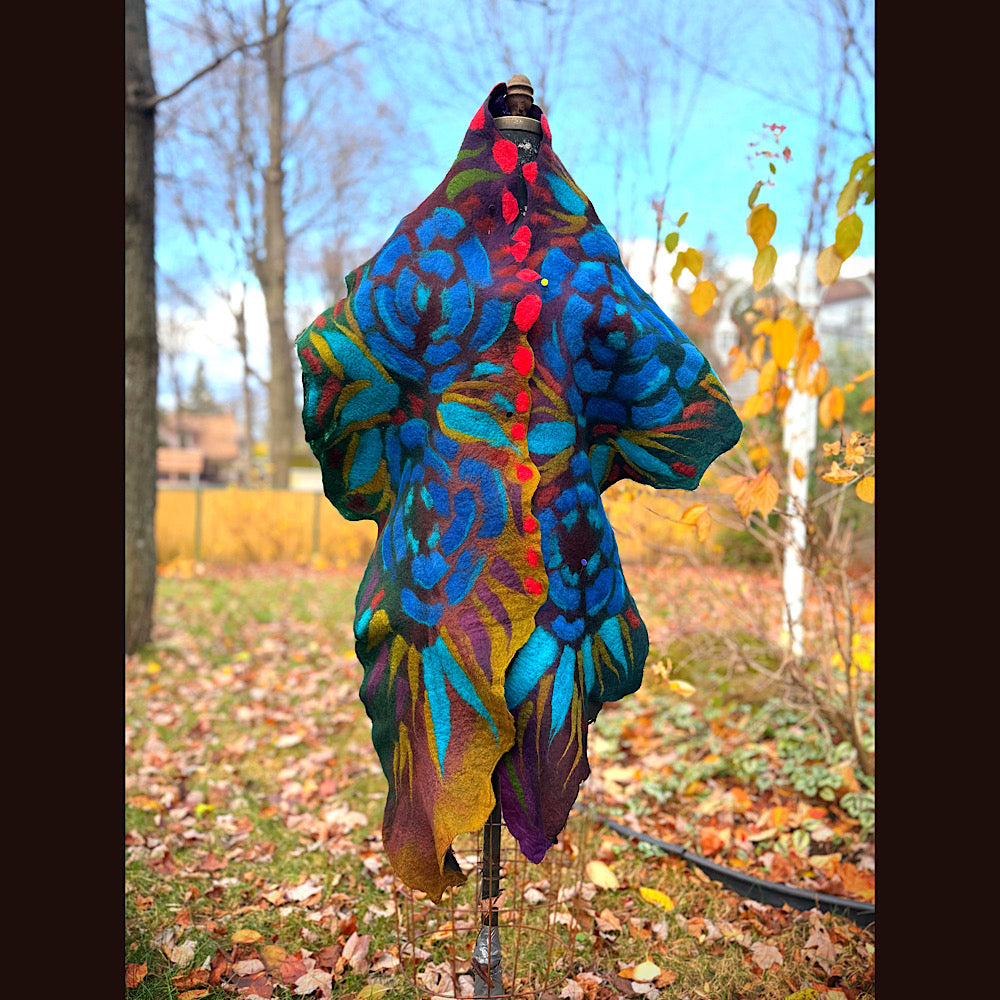 Handmade wool Felted Scarf 92” X 16”