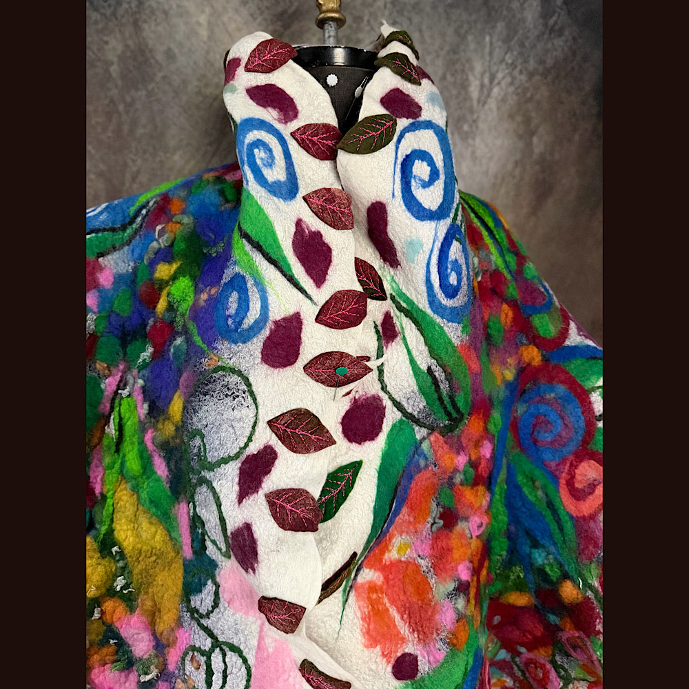 OOAK Handmade wool Felted Scarf 80” X 19”