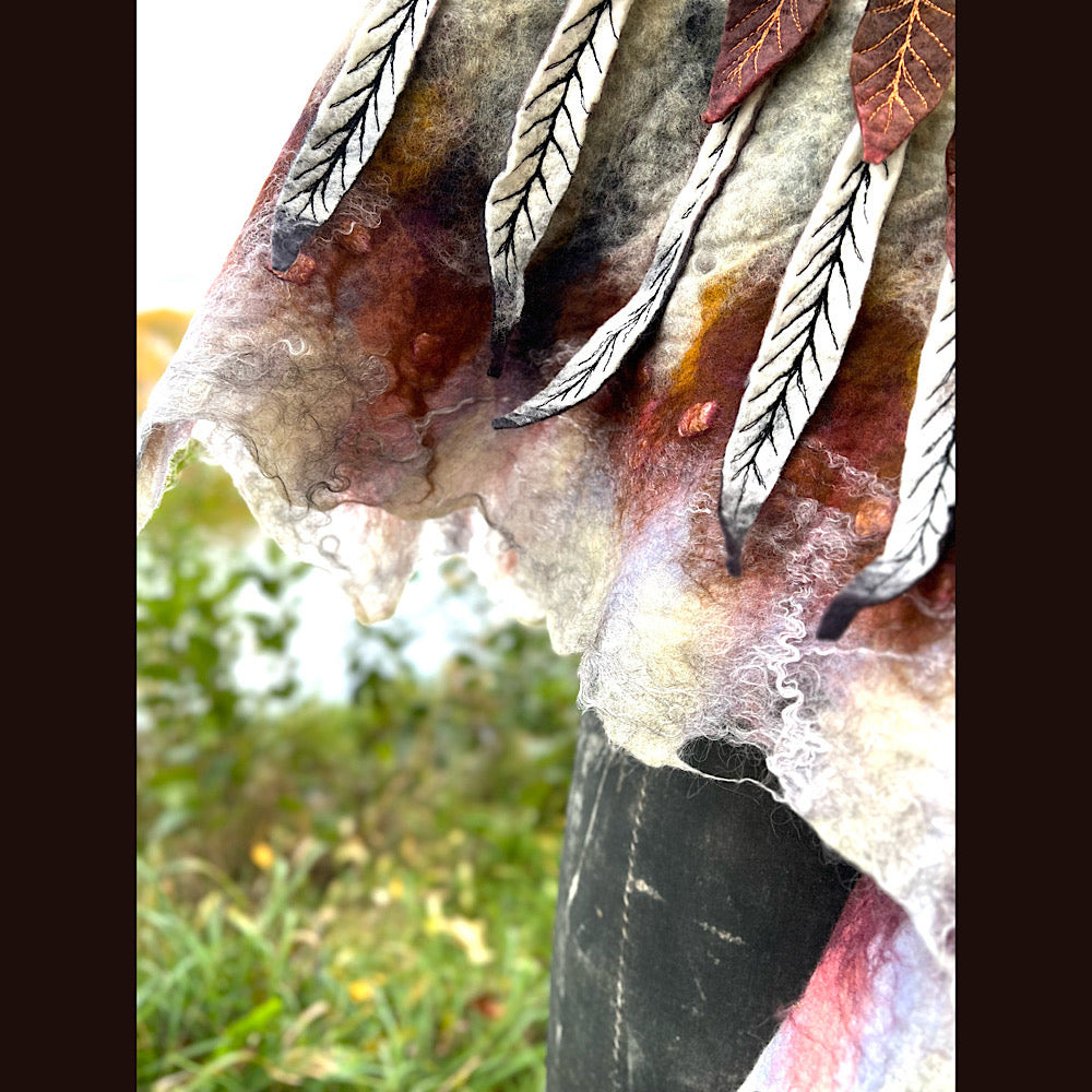 The Owl  felted shawl 80” X 25”