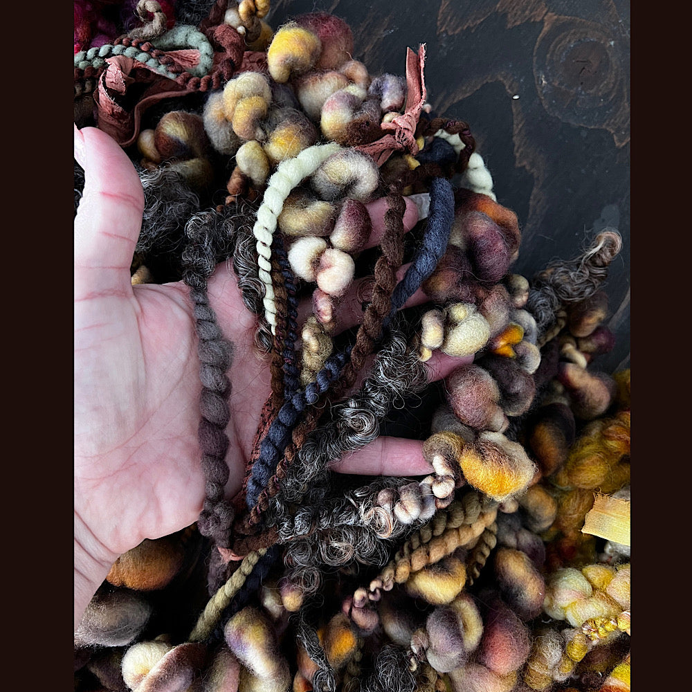 Large lot of art yarn for weaving  13.4 oz