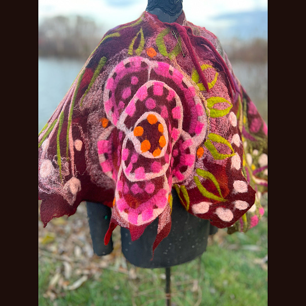 Felted floral capelet