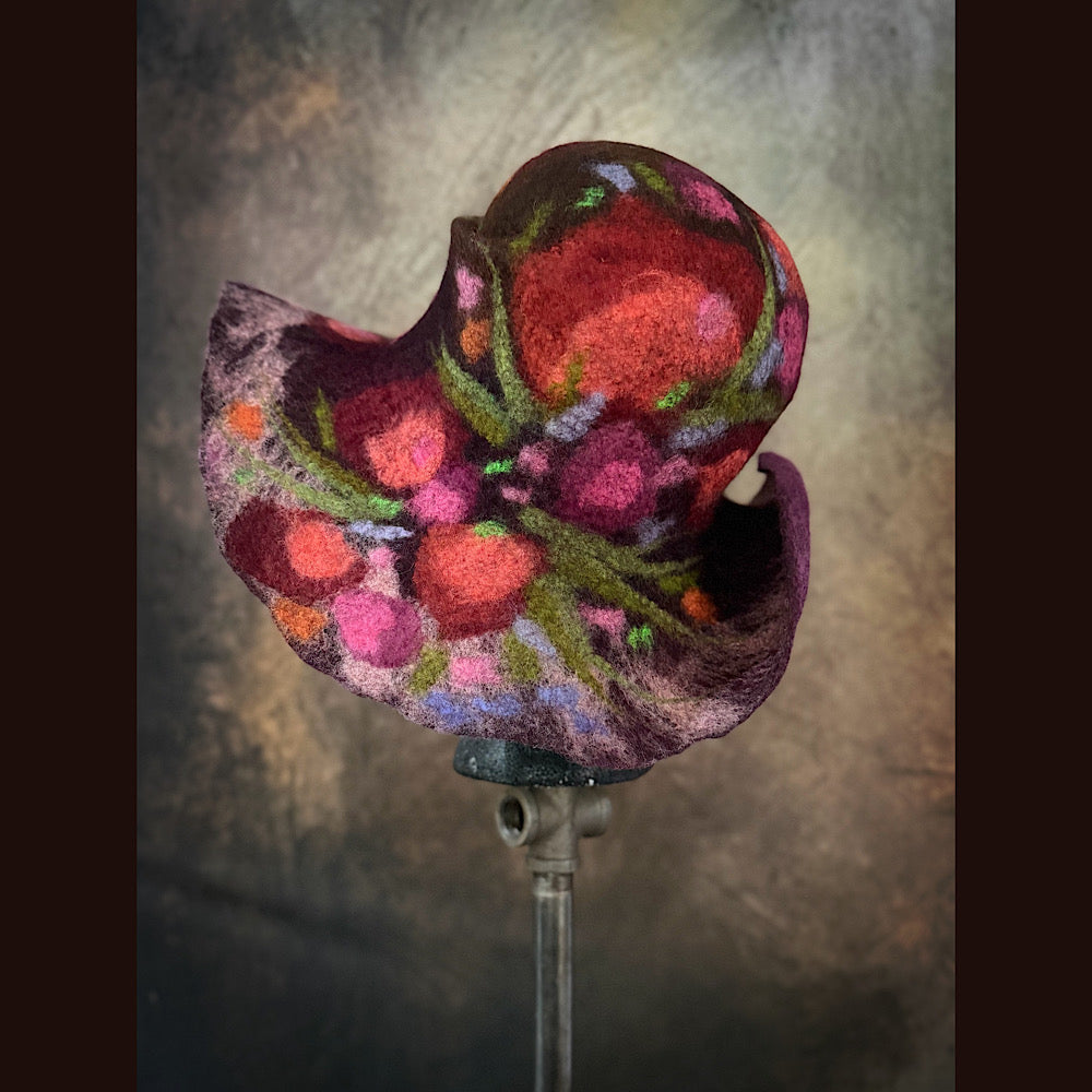 OOAK Handmade wool Felted hat 22” small