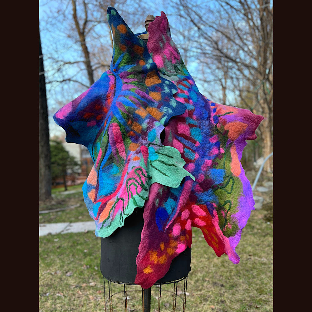 Caterpillar Felted Shawl 76” X 20”