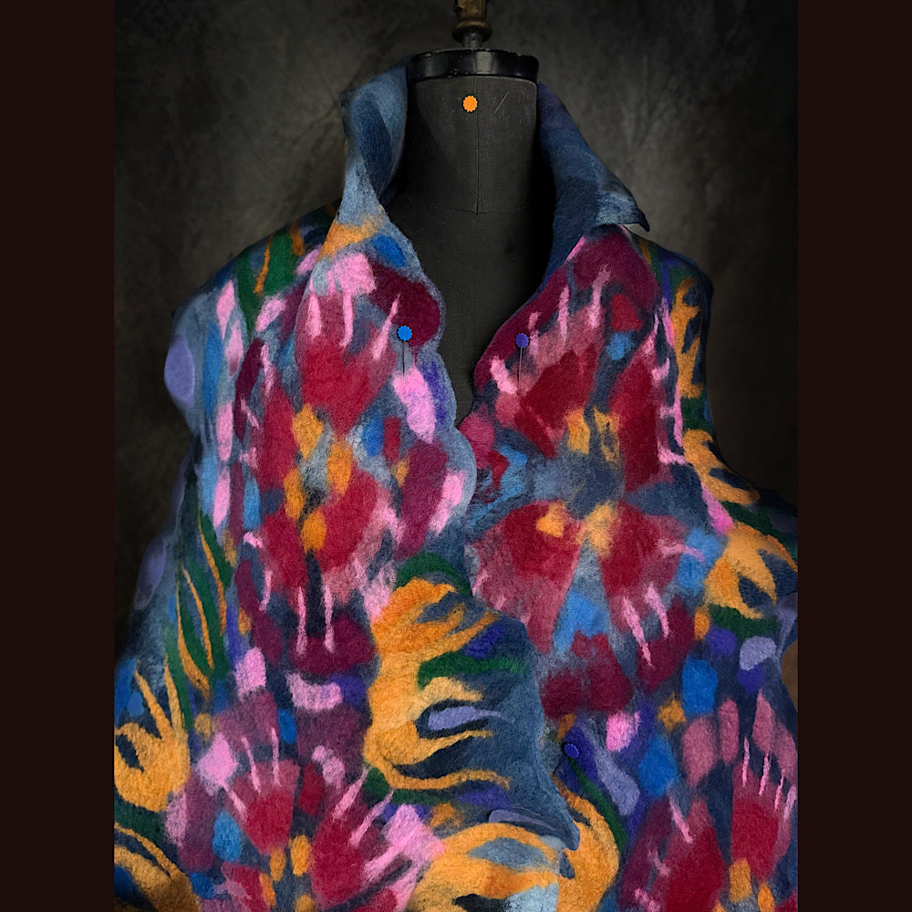 OOAK Handmade wool Felted Scarf 84” X 17”